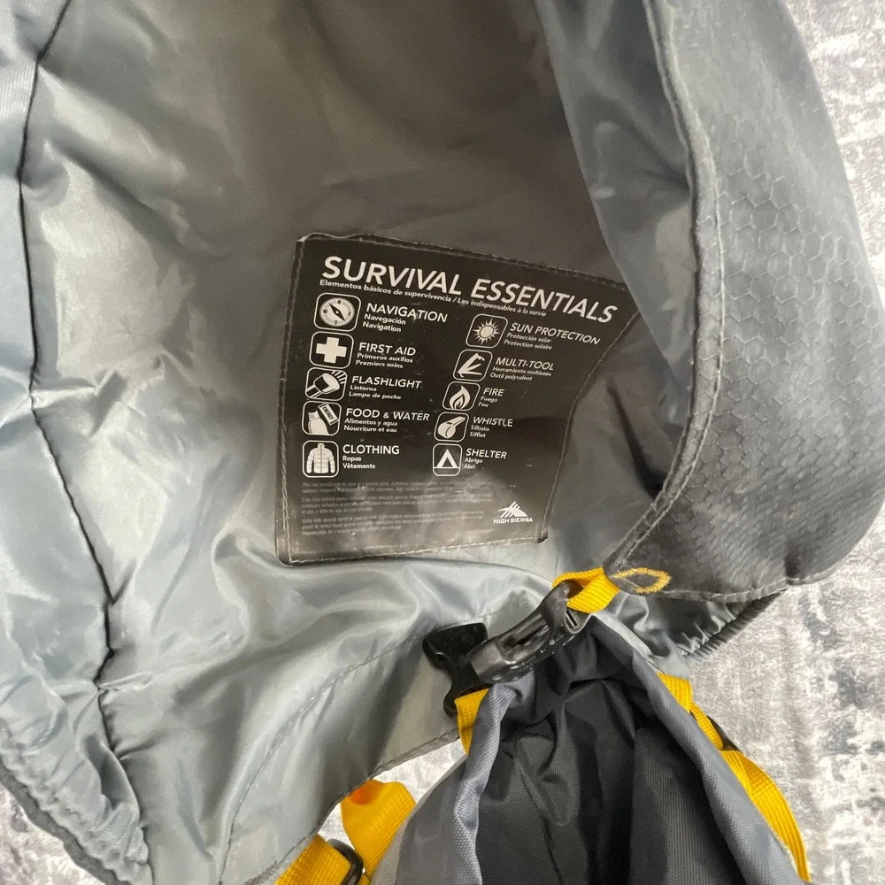 High Sierra 45L Summit‎ Backpack Grey Yellow Hiking Internal Frame Pack